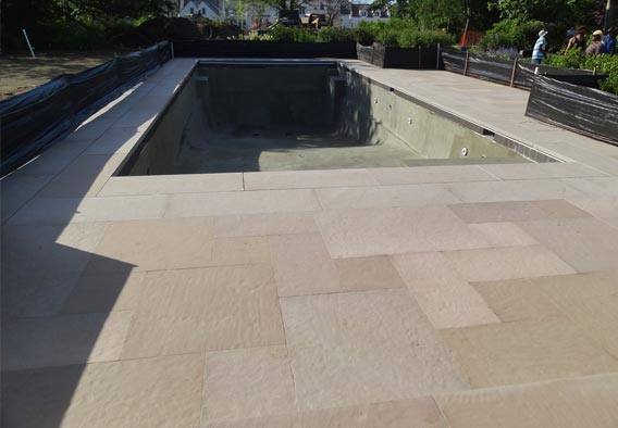Brown Sandstone - Flamed Finish Pool Surround